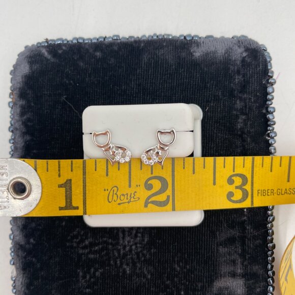 Sterling Silver Cat Earrings With CZ Accents - Cute & Quirky Gift Idea - Picture 2 of 3